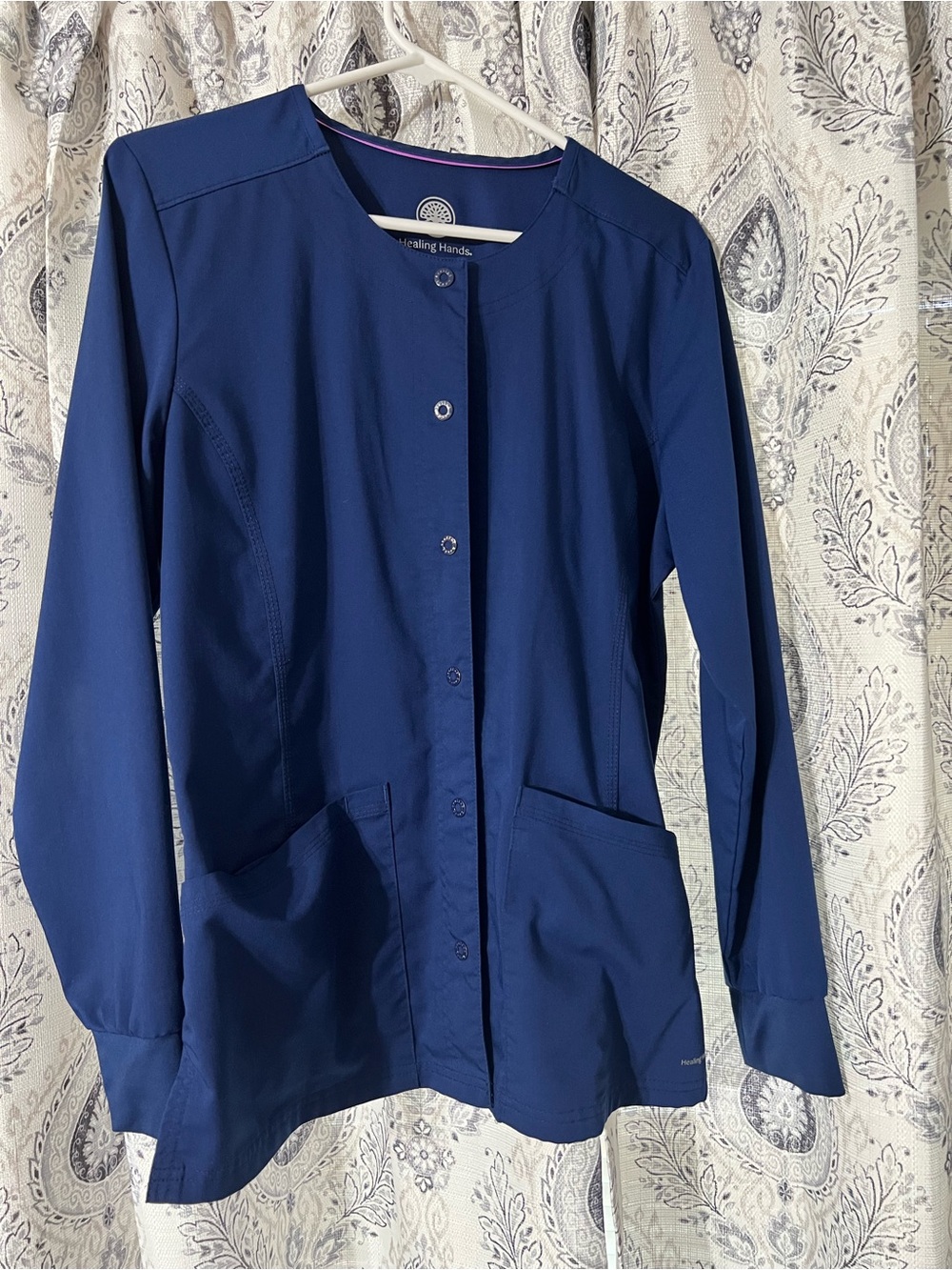 healing hands Navy Blue Button Front Medical Jacket